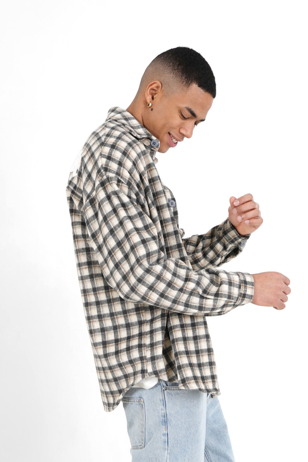 Sixth June - Chemise tartan patch bouclette Gris