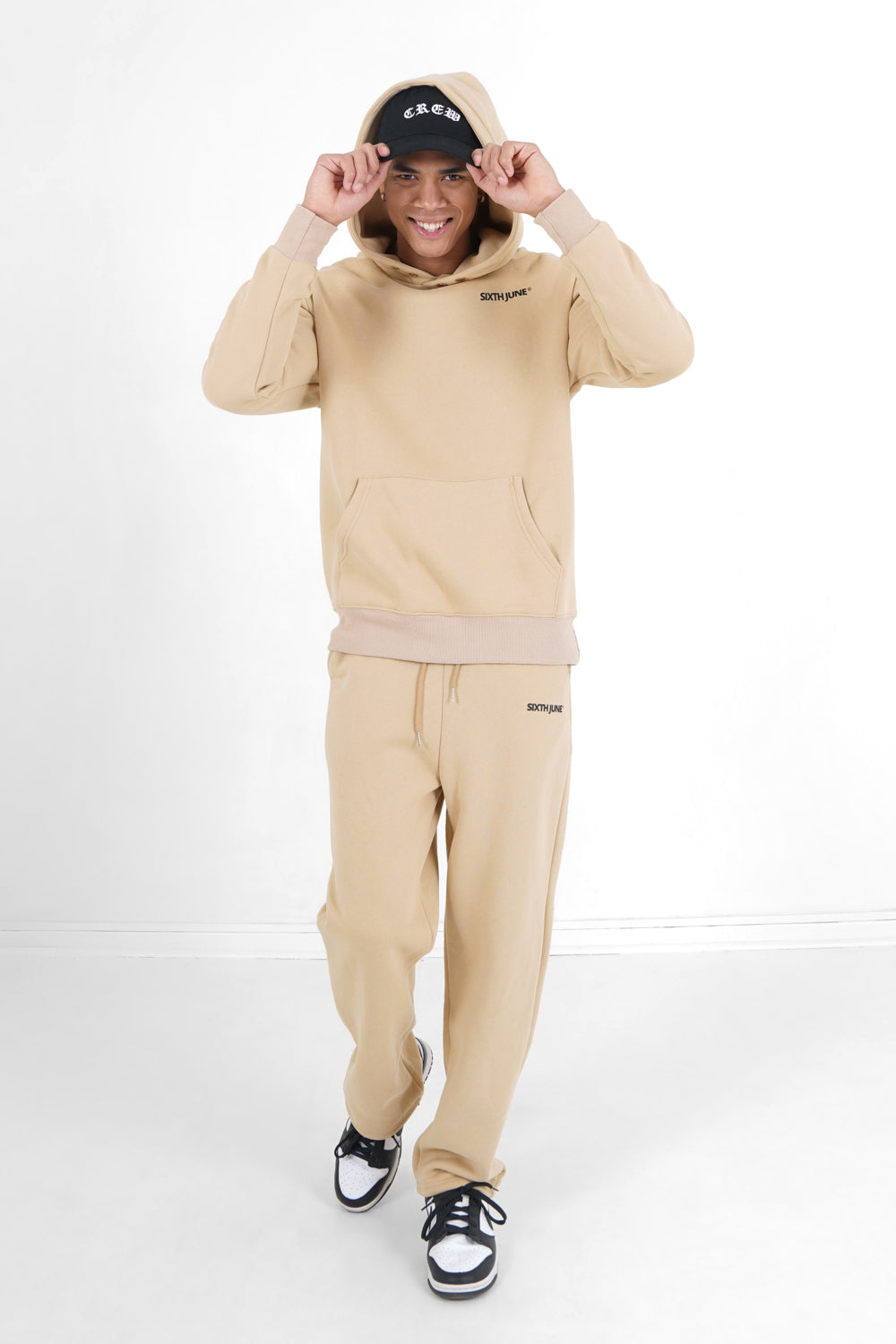 Sixth June - Sweatshirt capuche grand logo Beige