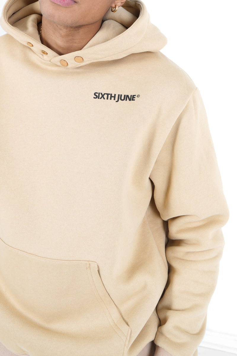 Sixth June - Sweatshirt capuche grand logo Beige