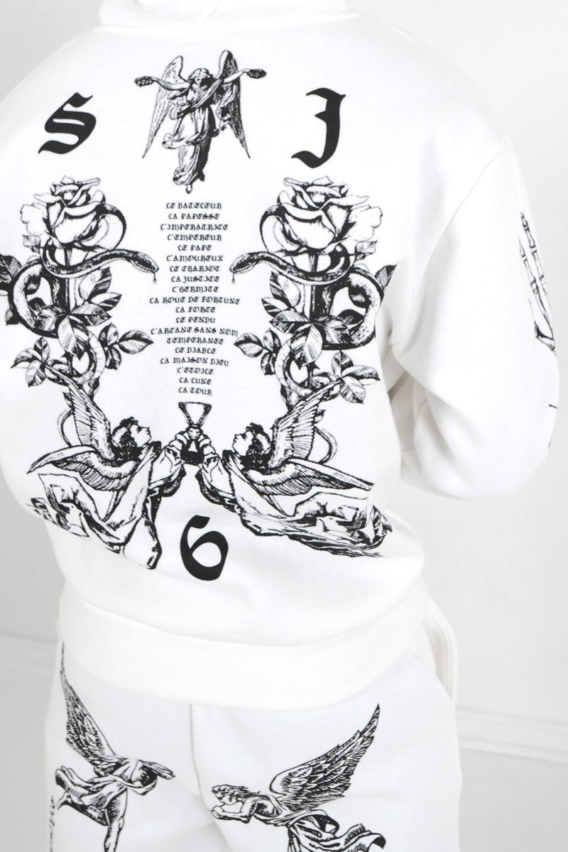 Sixth June - Sweatshirt capuche inspiration Tarot Blanc