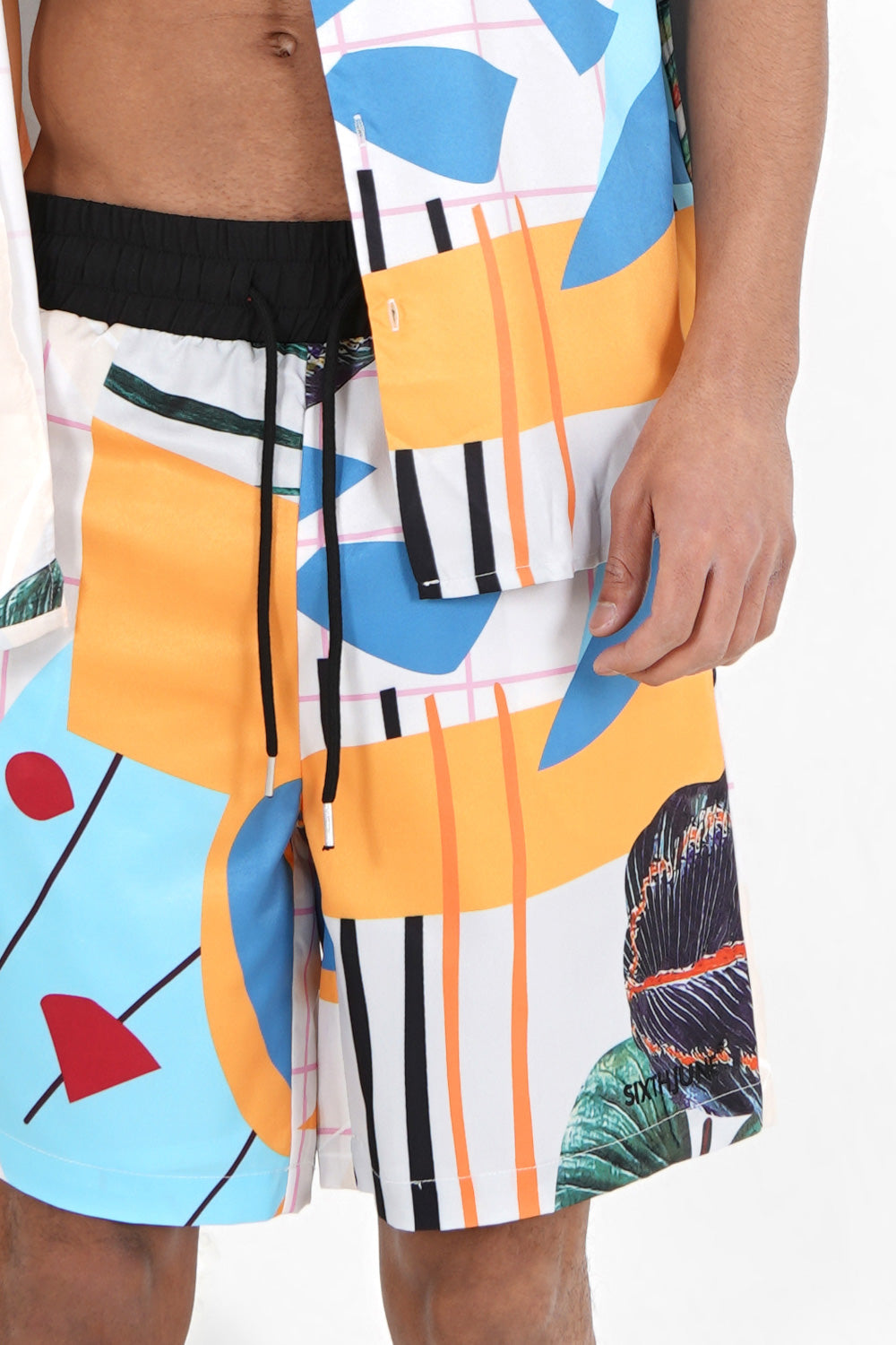 Sixth June - Short motif tropical Blanc