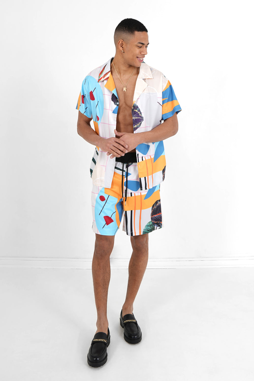 Sixth June - Short motif tropical Blanc