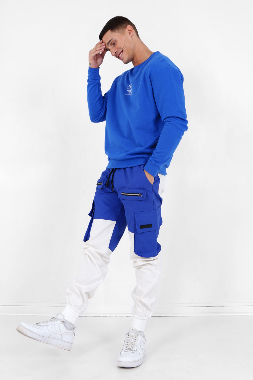 Sixth June - Pantalon cargo bicolore Bleu