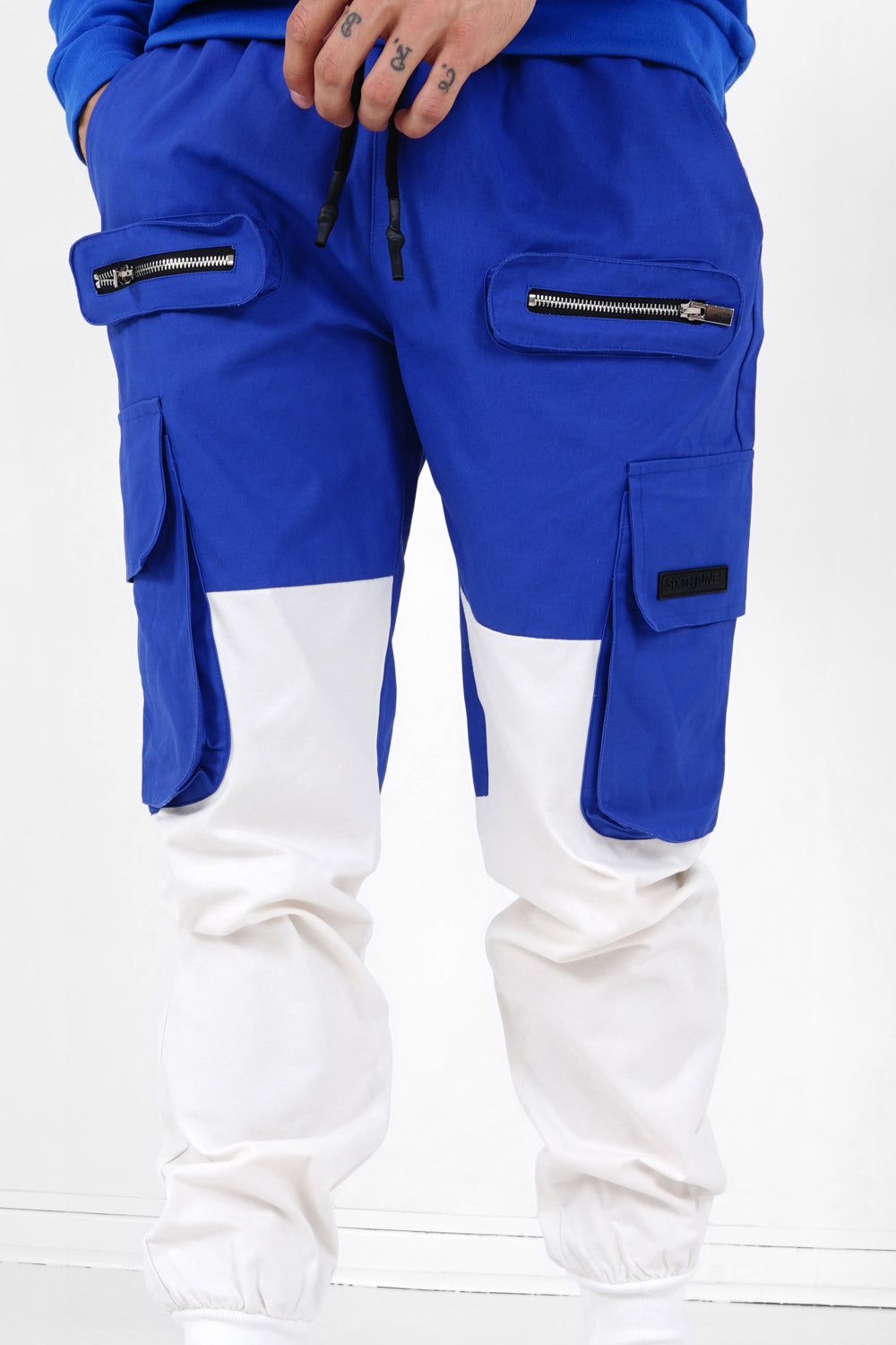 Sixth June - Pantalon cargo bicolore Bleu