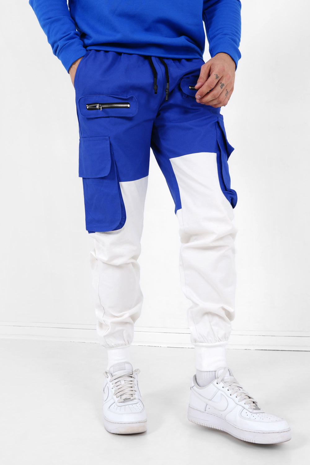Sixth June - Pantalon cargo bicolore Bleu