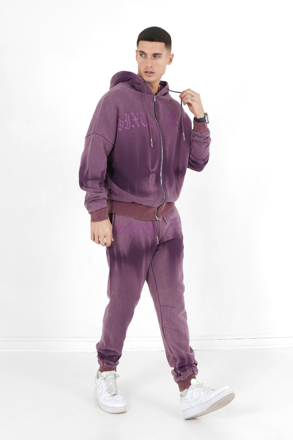 Sixth June - Gilet délavé capuche Violet foncé