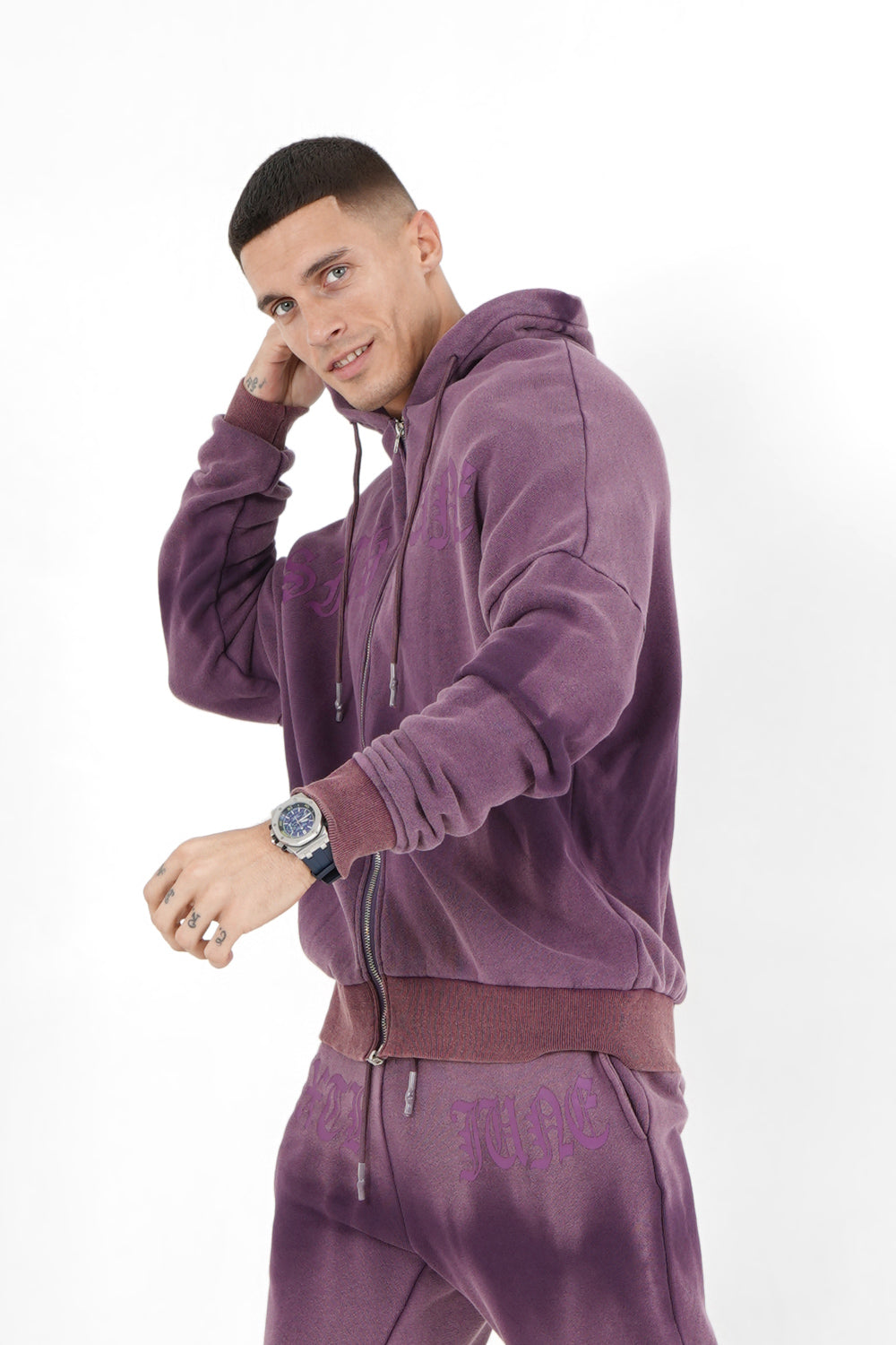 Sixth June - Gilet délavé capuche Violet foncé