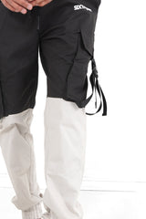 Sixth June - Pantalon cargo bicolore sangles Noir
