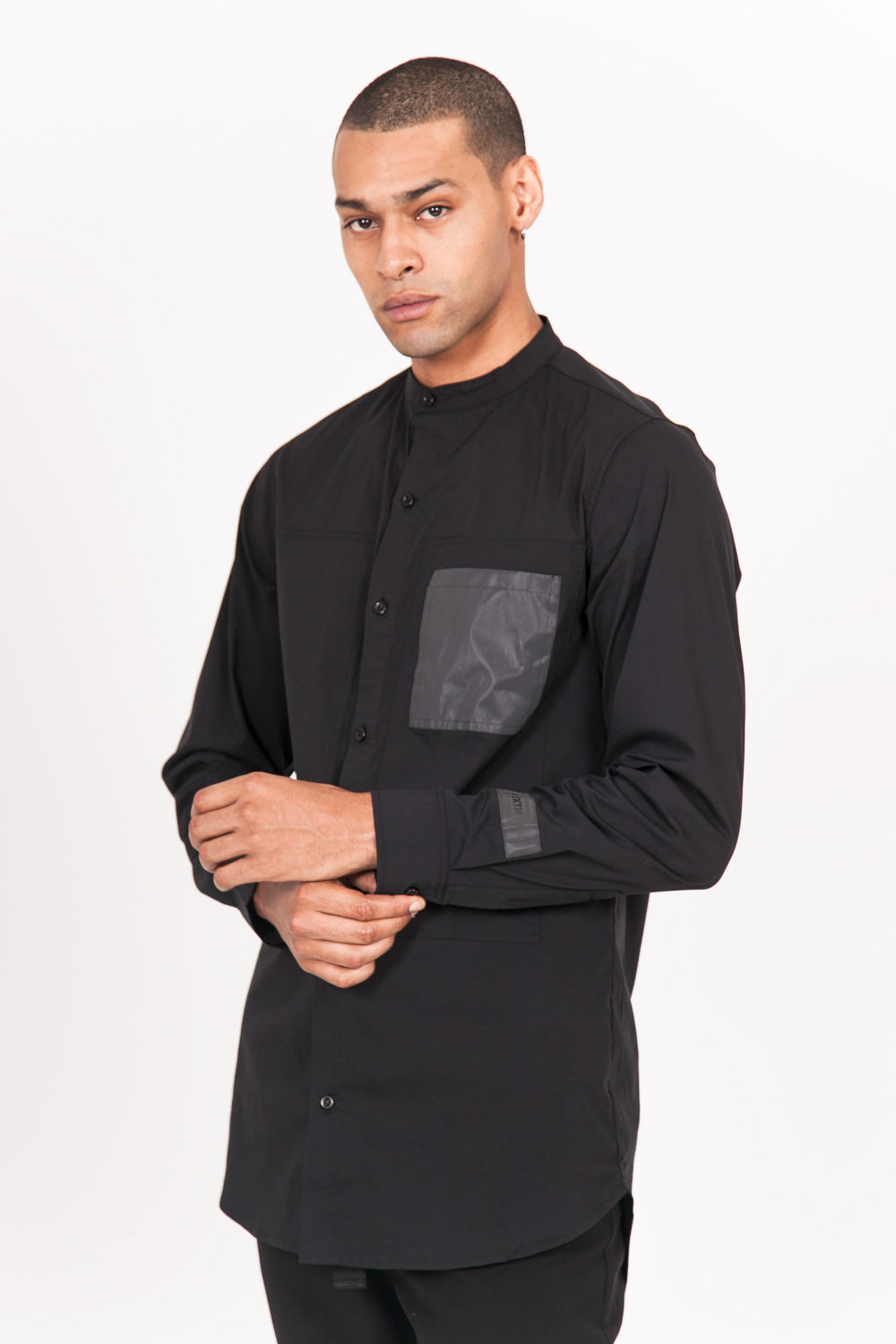 Sixth June - Chemise mao poche réfléchissante noir