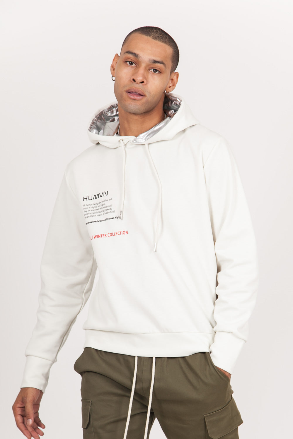 Sixth June - Sweat capuche aluminium human blanc cassé