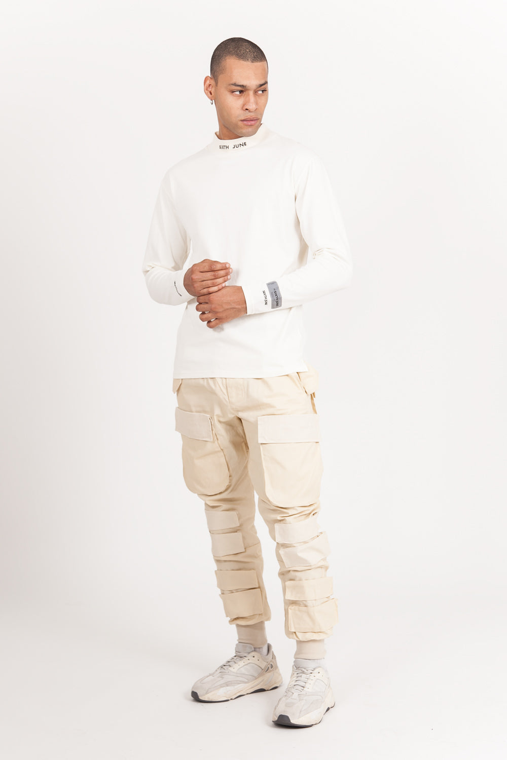 Sixth June - T-shirt col cheminée logo blanc cassé