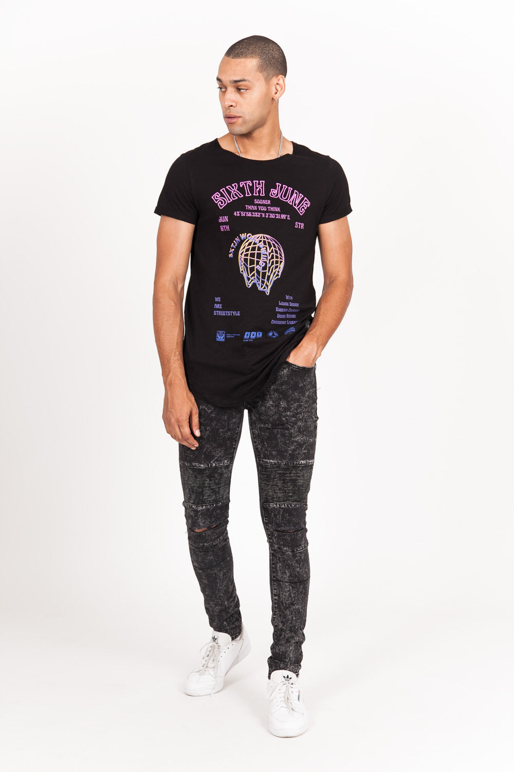 Sixth June - T-shirt hologramme noir