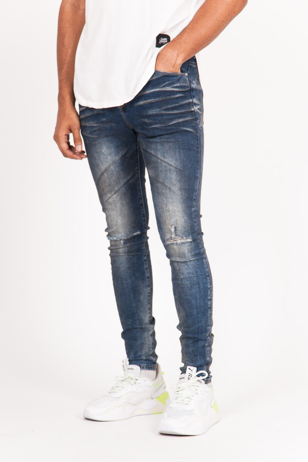 Sixth June - Jean trous genou délavé bleu