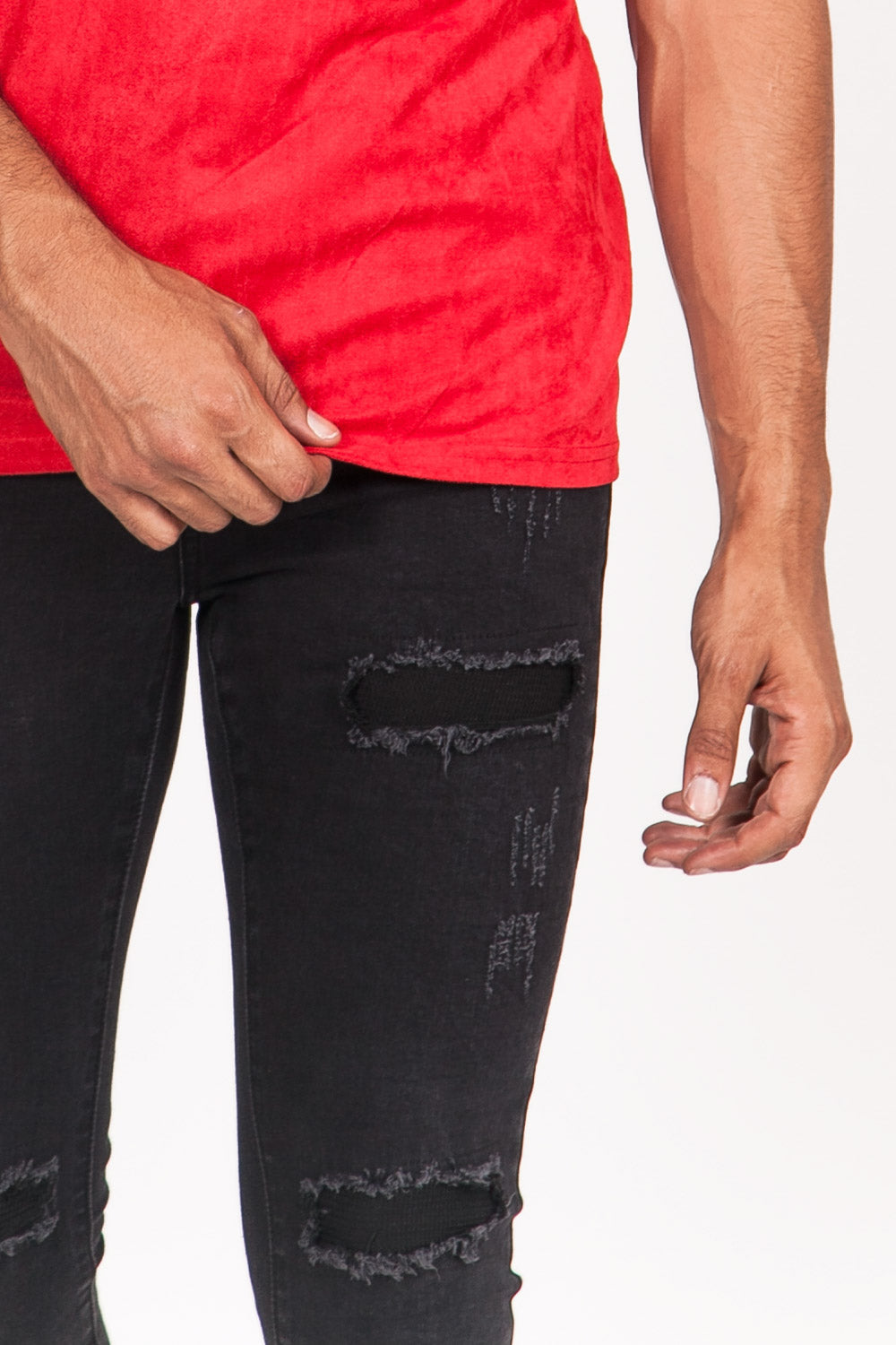 Sixth June - Jean destroy patch gauffré noir