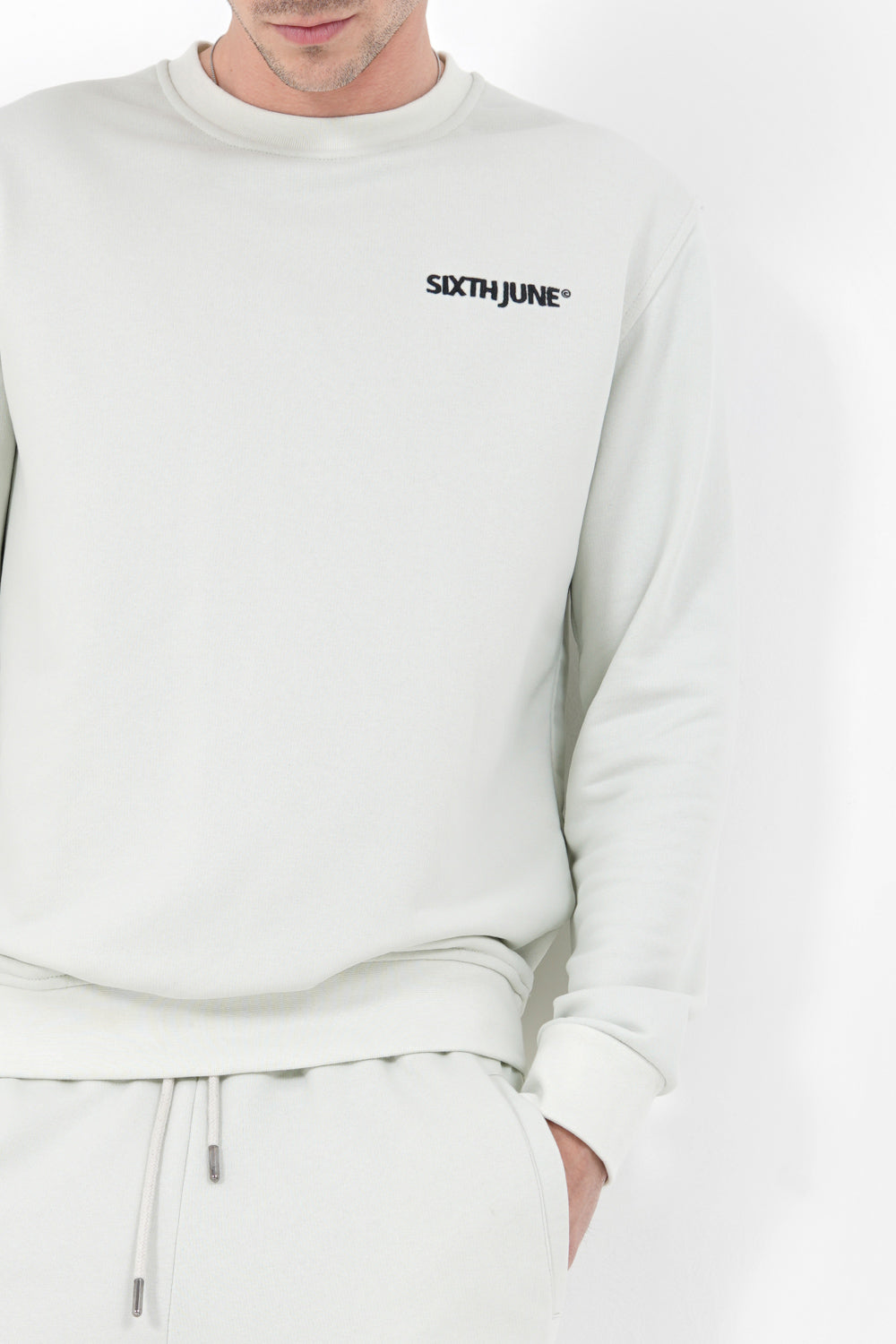 Sixth June - Sweatshirt soft logo brodé Vert clair