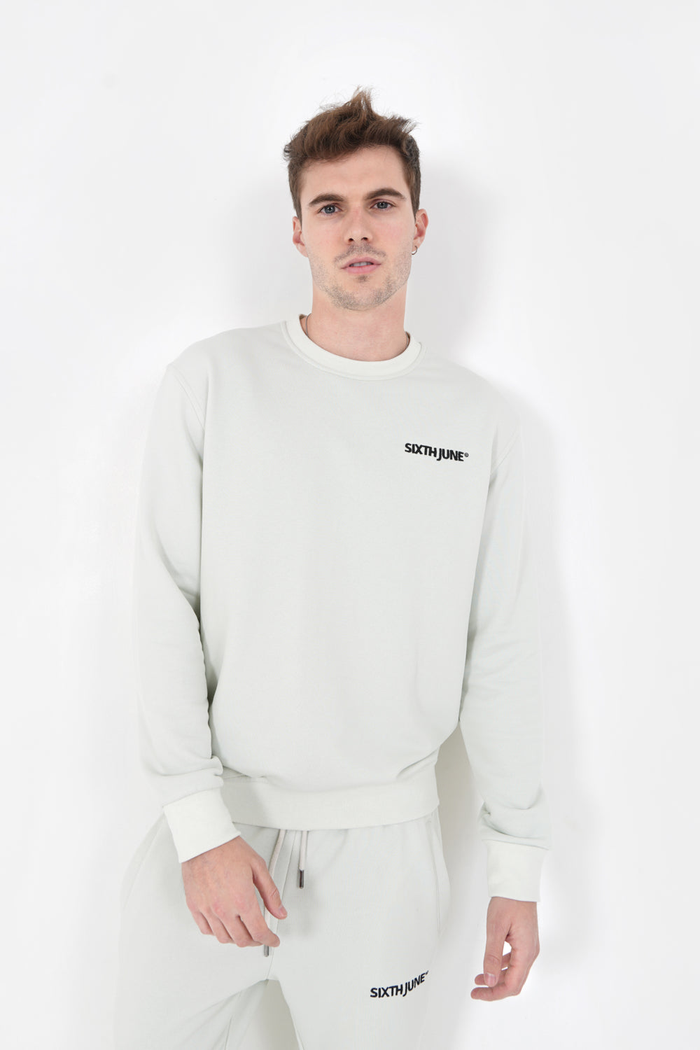 Sixth June - Sweatshirt soft logo brodé Vert clair