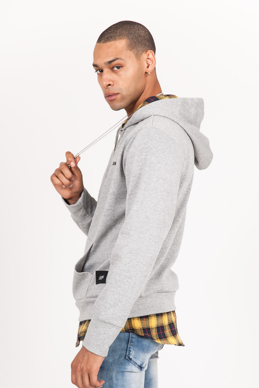 Sixth June - Sweat capuche carreaux logo noir