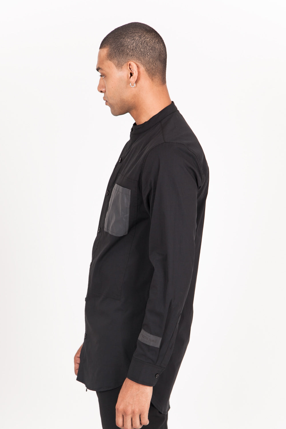 Sixth June - Chemise mao poche réfléchissante noir