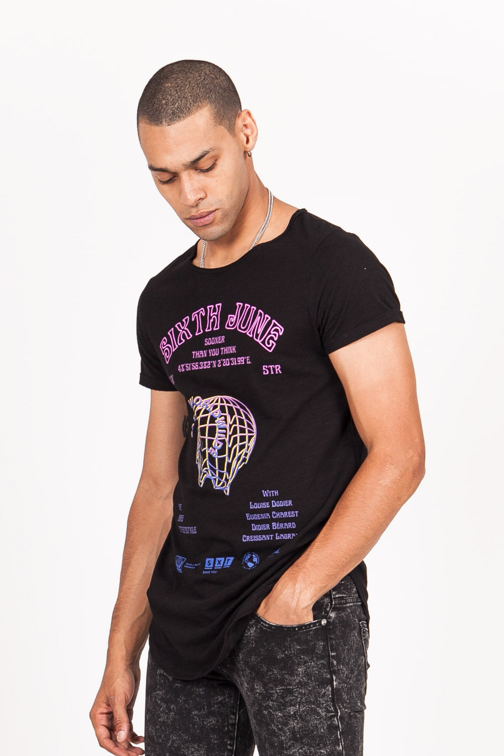 Sixth June - T-shirt hologramme noir