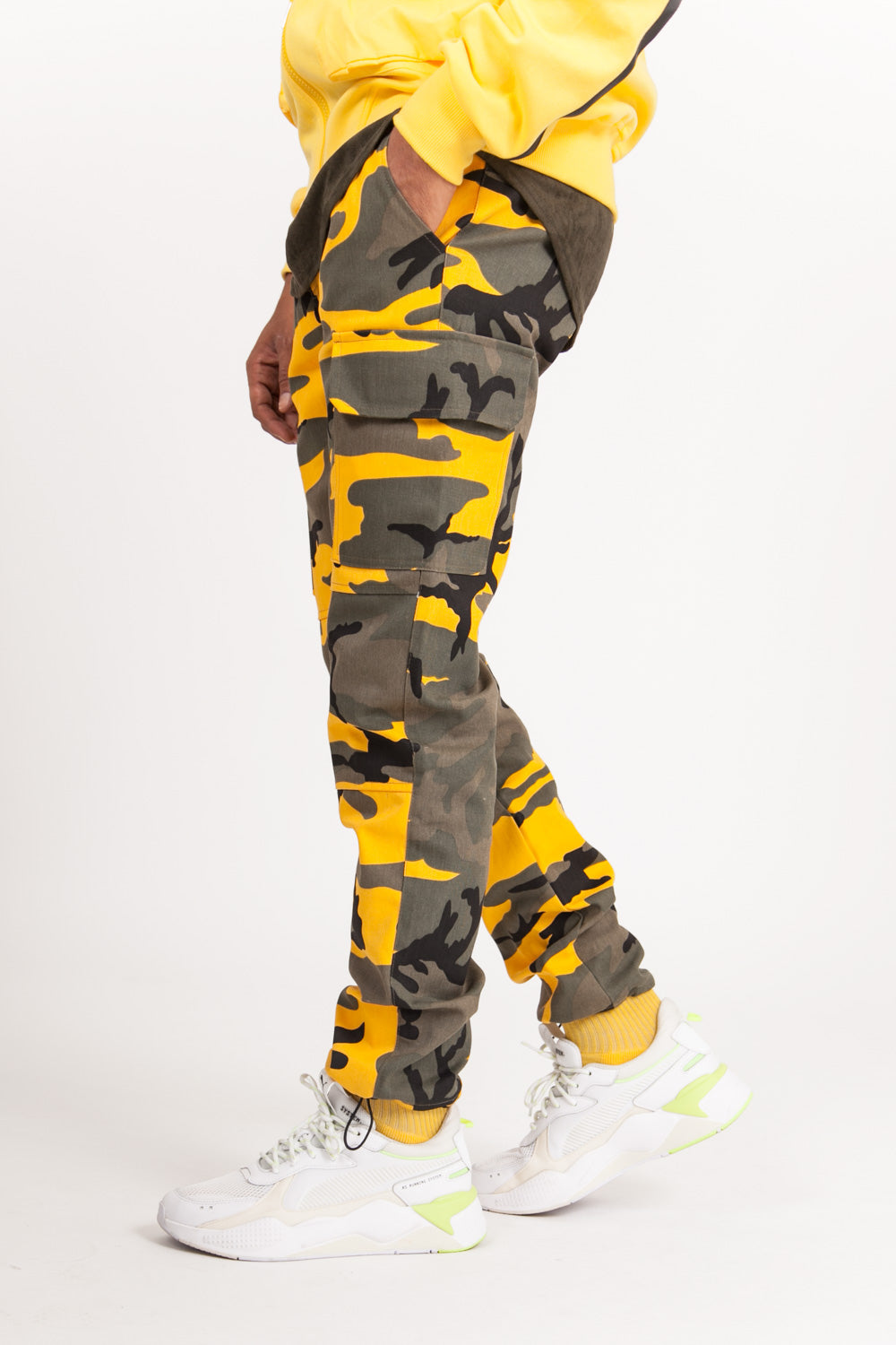 Sixth June - Pantalon cargo élastique camouflage jaune
