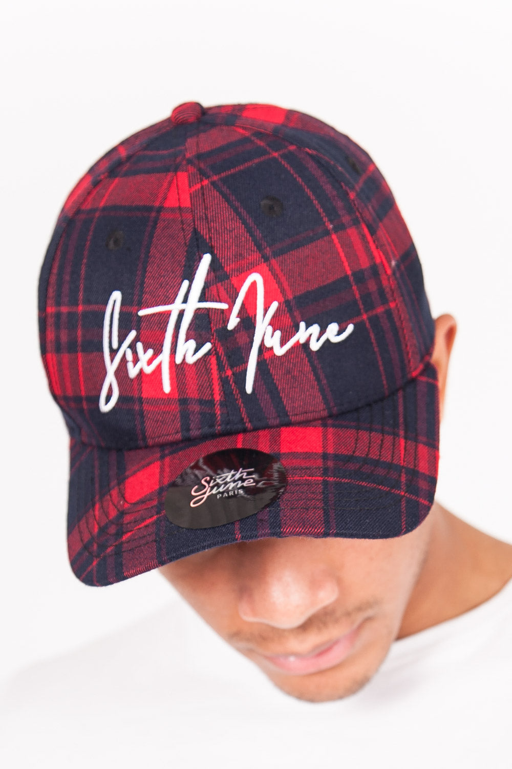 Sixth June - Casquette tartan logo signature rouge bleu