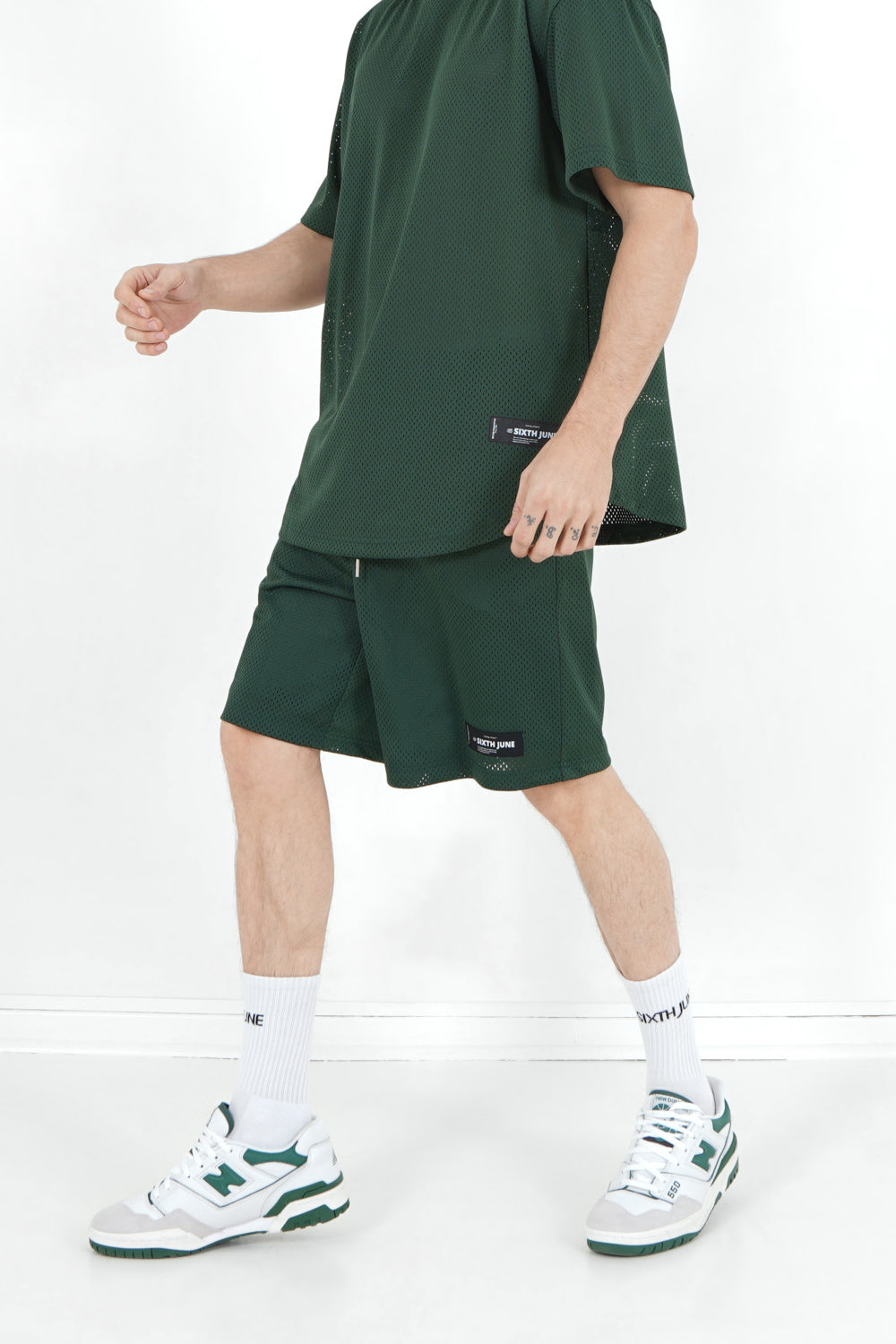 Sixth June - Short mesh logo Vert foncé