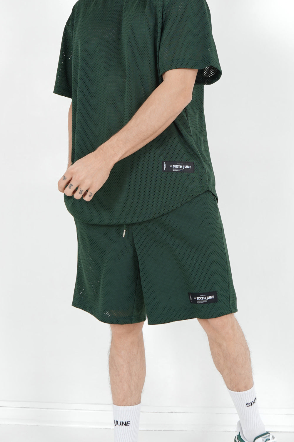 Sixth June - Short mesh logo Vert foncé