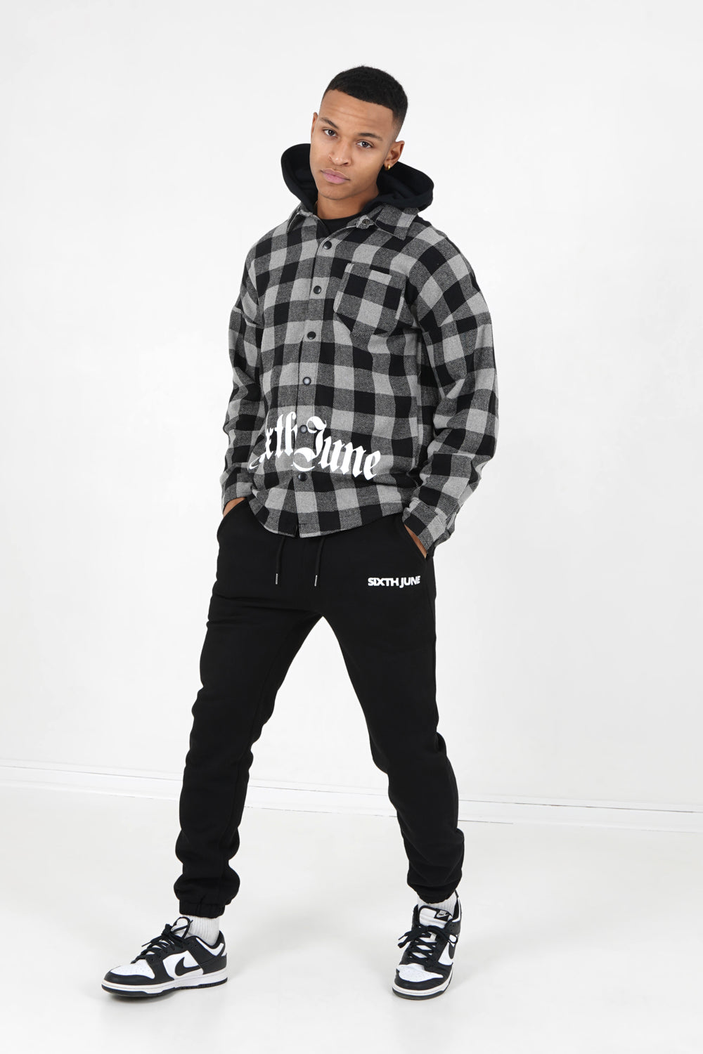 Sixth June - Surchemise tartan capuche Gris