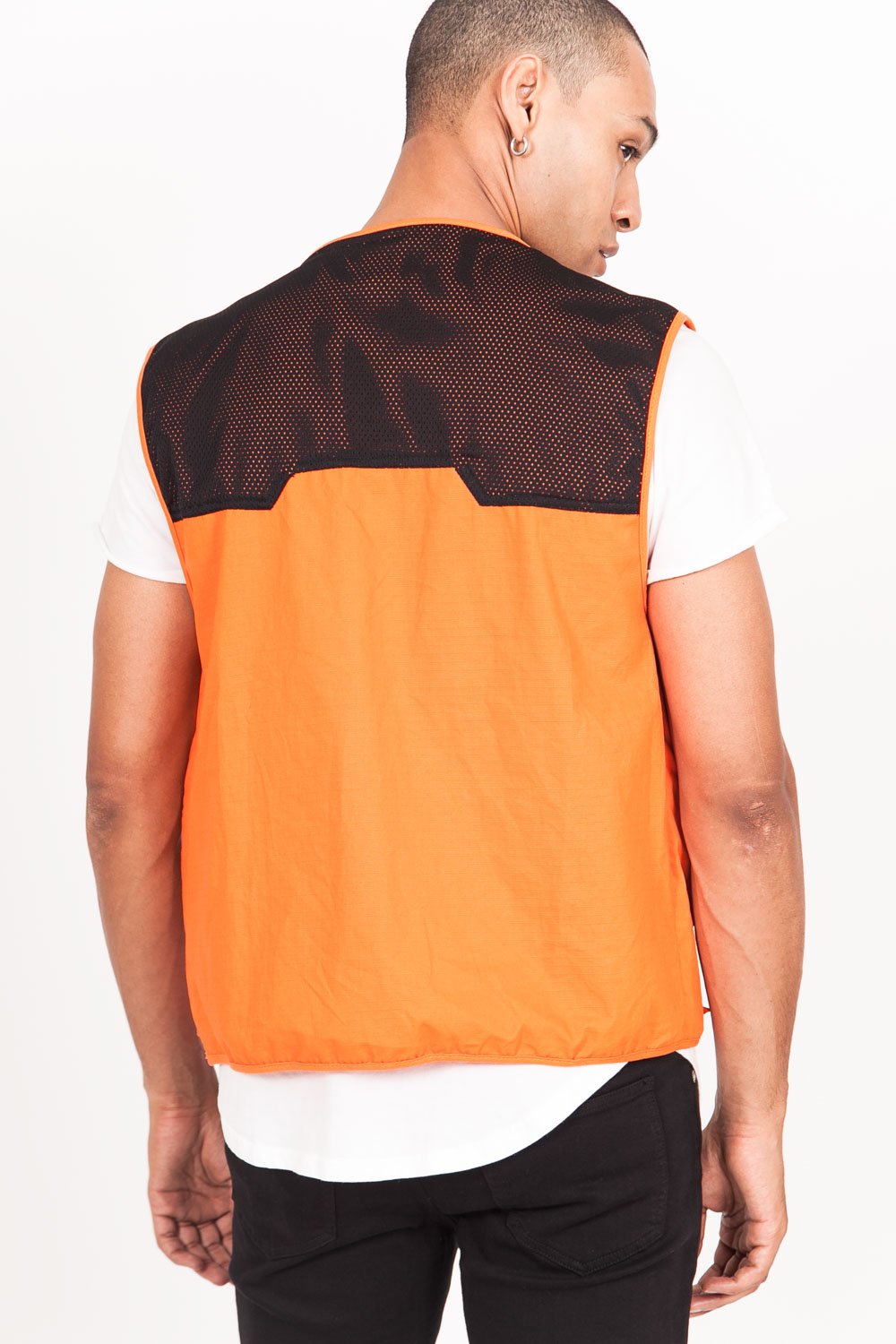 Sleeveless Multiple Pockets Vest Orange