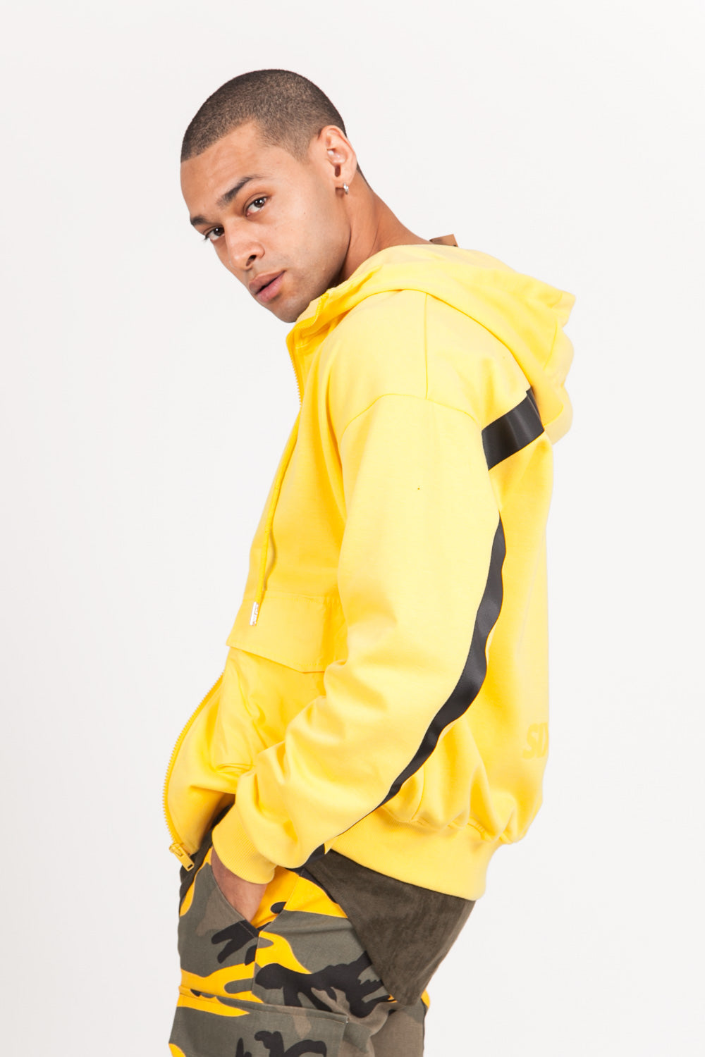 Sixth June - Sweat capuche zippée cargo jaune