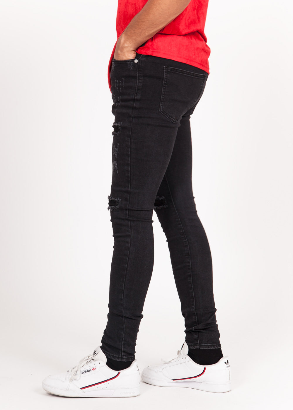 Sixth June - Jean destroy patch gauffré noir