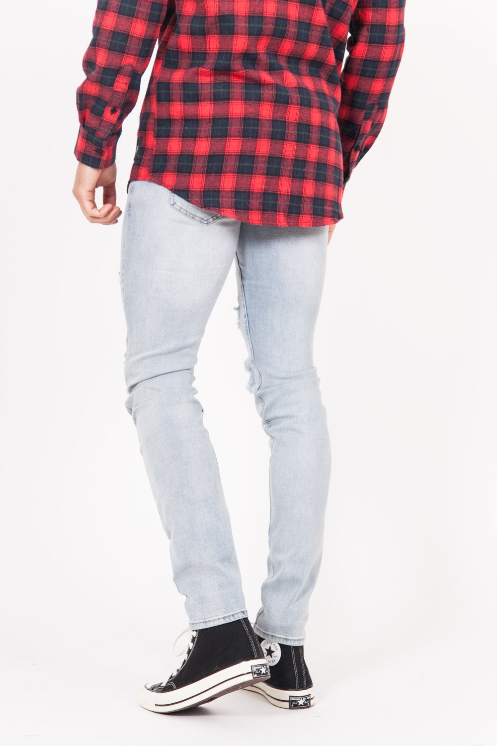 Destroyed Yoke Jeans Blue