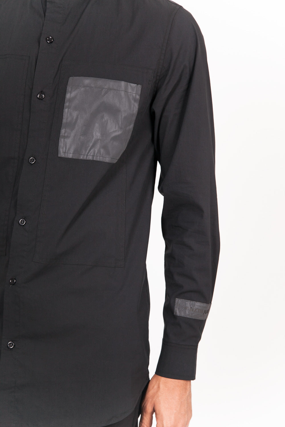 Sixth June - Chemise mao poche réfléchissante noir