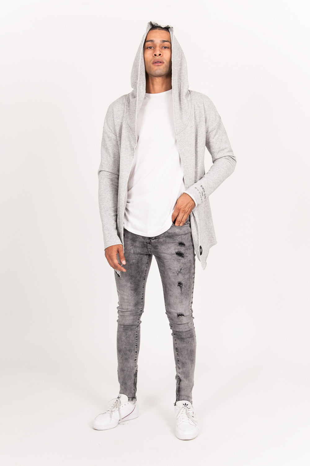 Sixth June - Jean zip usé gris foncé