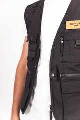 Sleeveless Multiple Pockets Vest Black