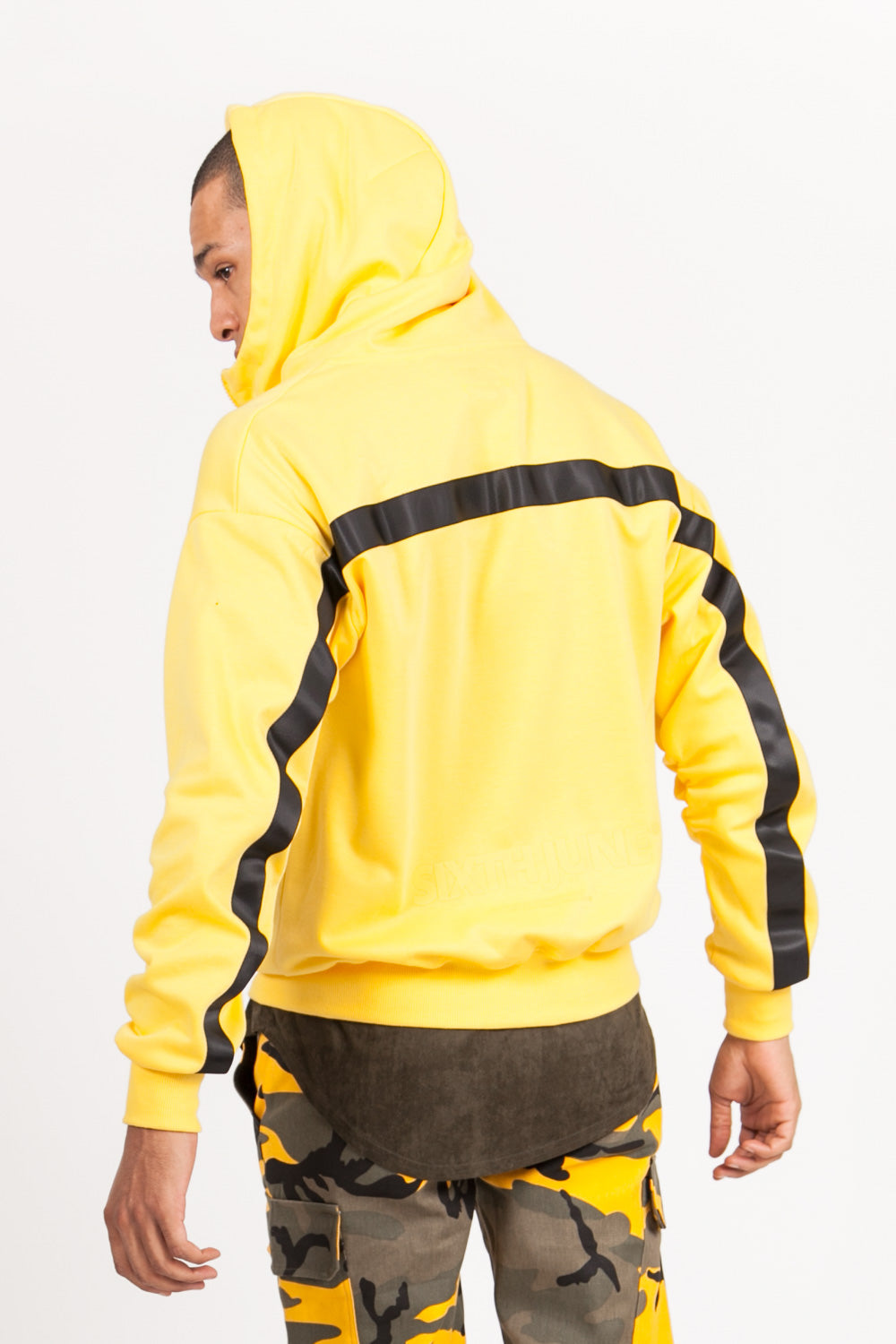 Sixth June - Sweat capuche zippée cargo jaune