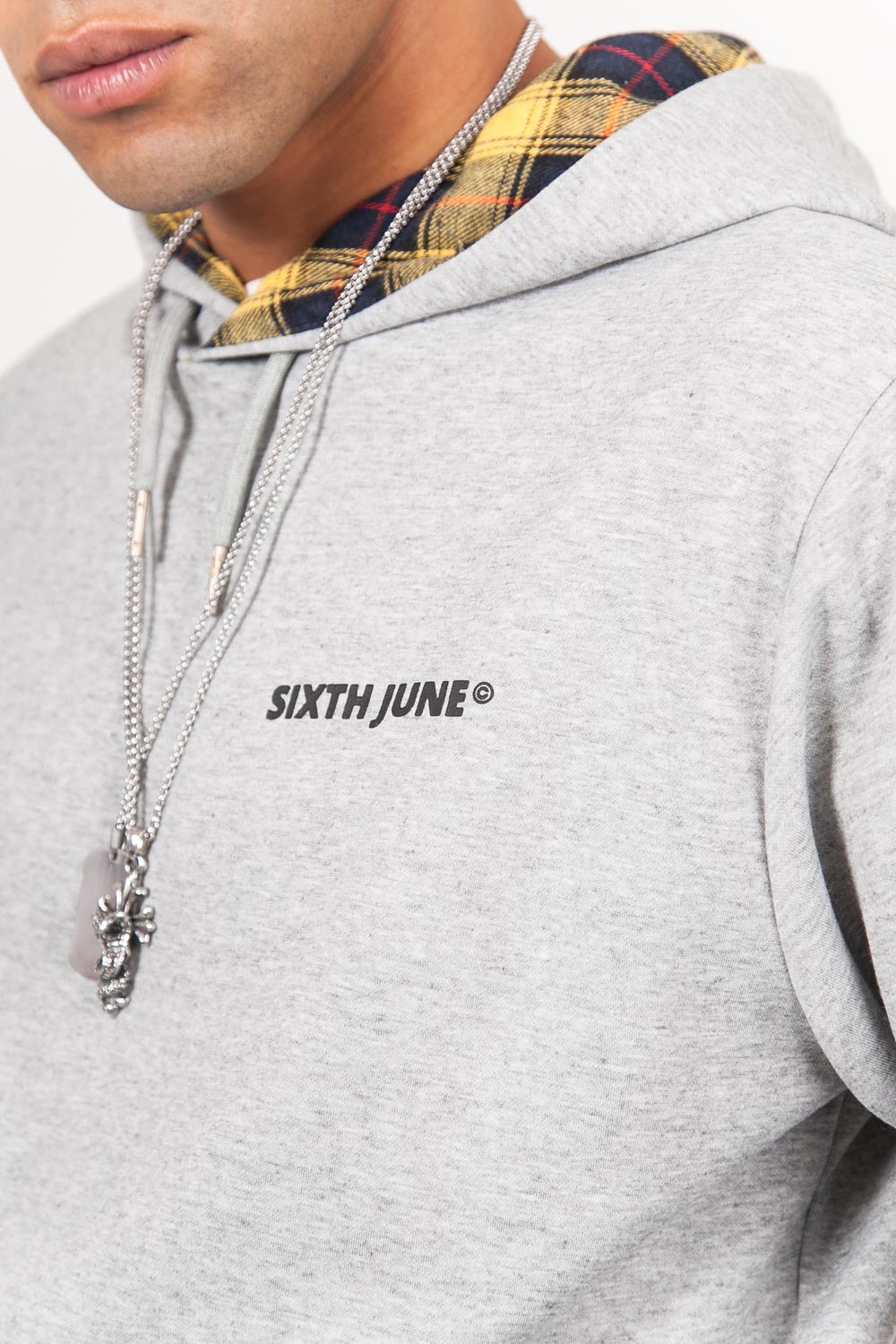 Sixth June - Sweat capuche carreaux logo noir