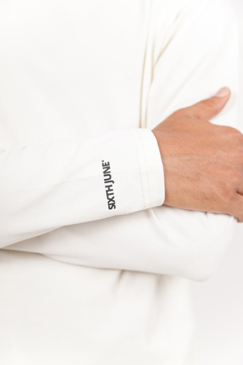 Sixth June - T-shirt col cheminée logo blanc cassé