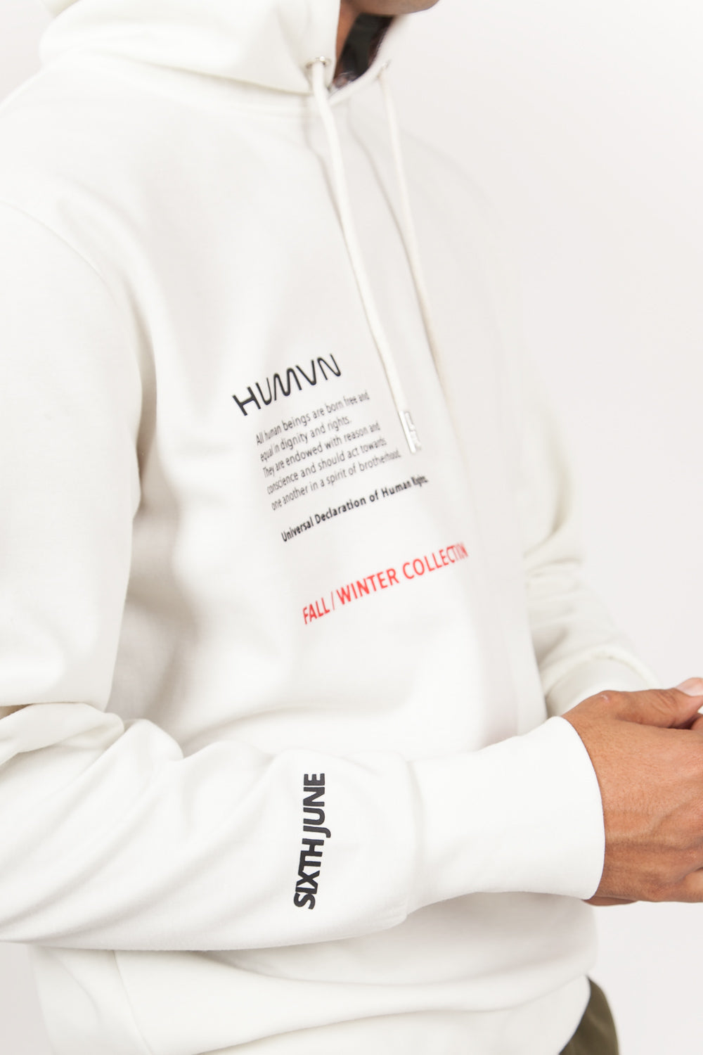 Sixth June - Sweat capuche aluminium human blanc cassé