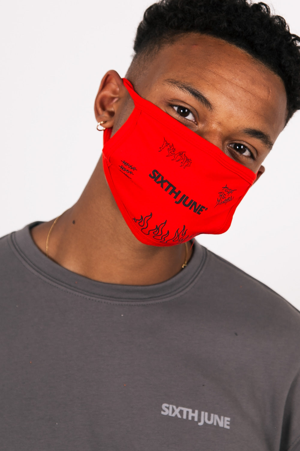 Sixth June - Masque logo Sixth June rock rouge