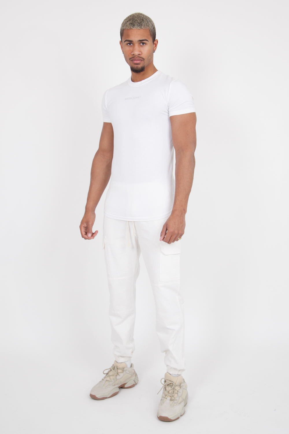 Sixth June - T-shirt moulant logo Blanc cassé
