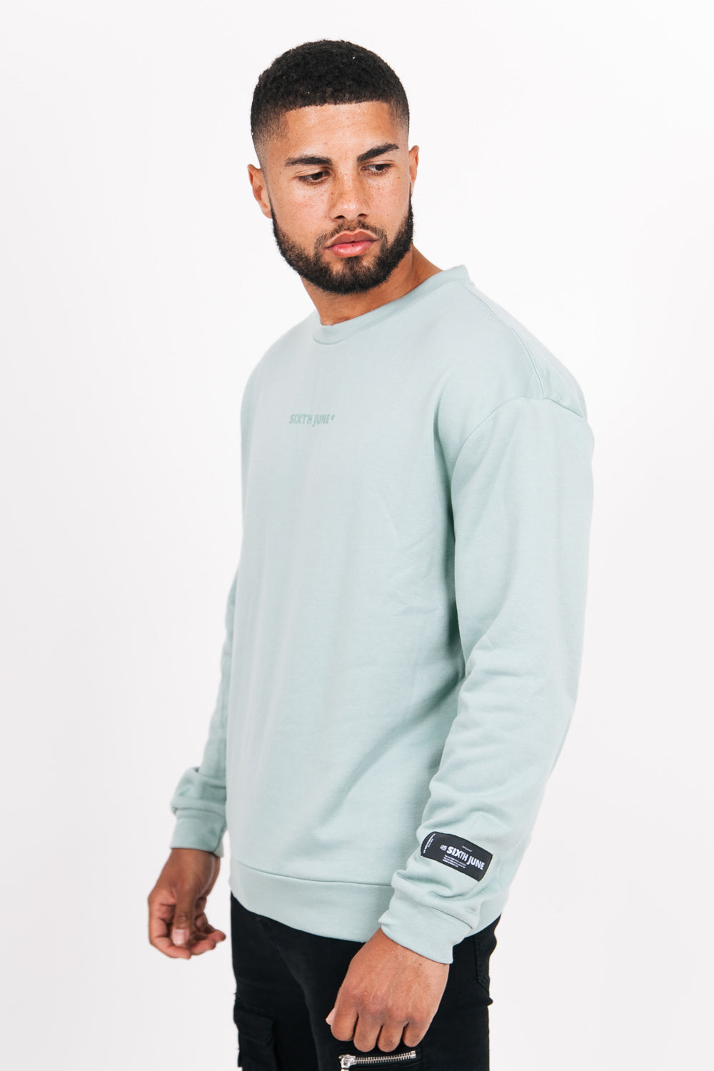 Sixth June - Sweat col rond logo turquoise