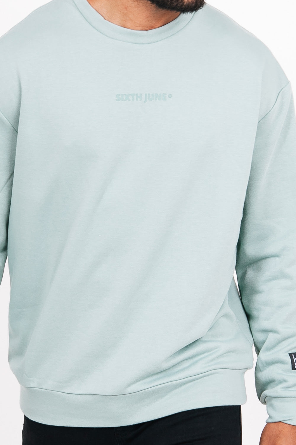 Sixth June - Sweat col rond logo turquoise