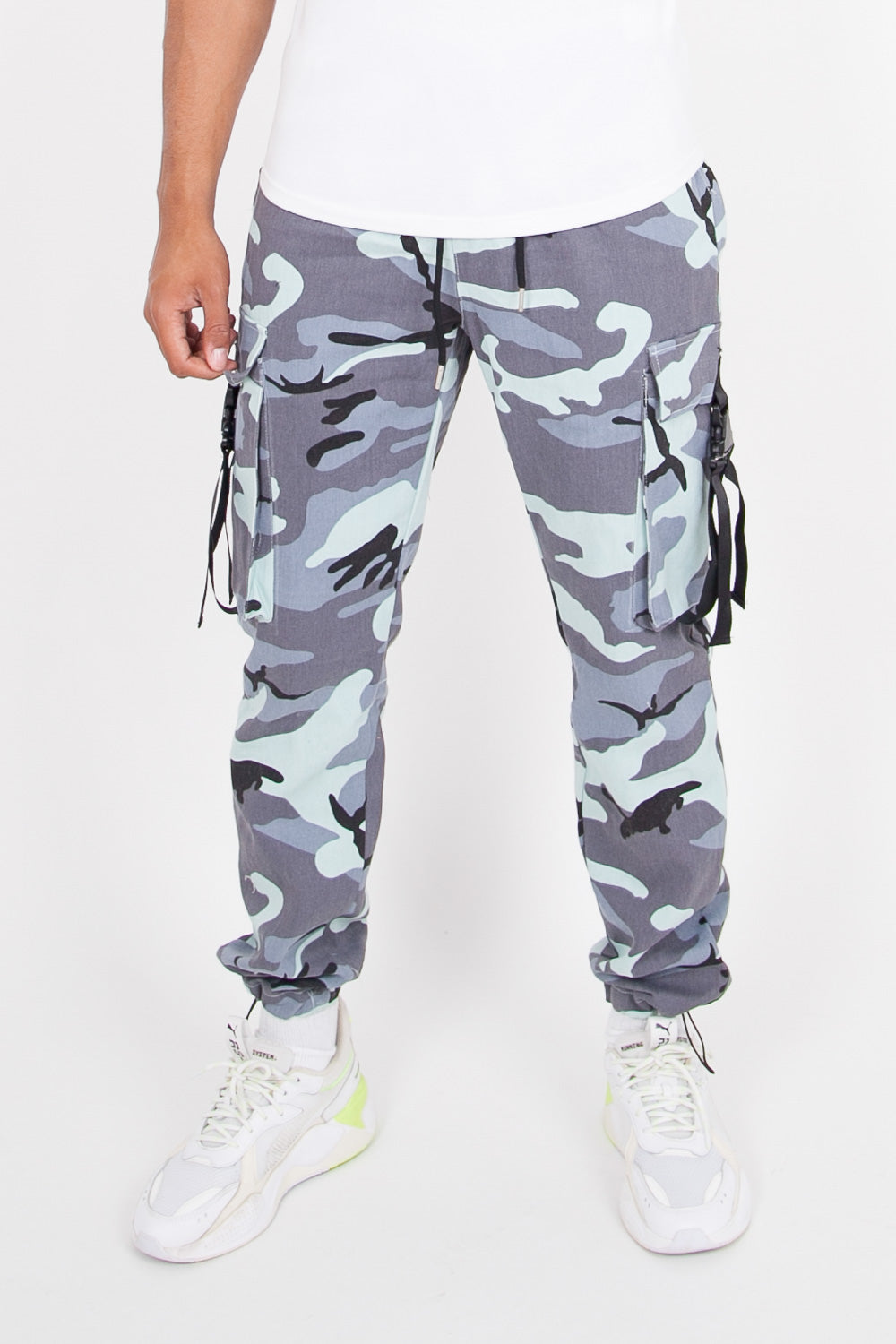 Sixth June - Pantalon camouflage sangles bleu