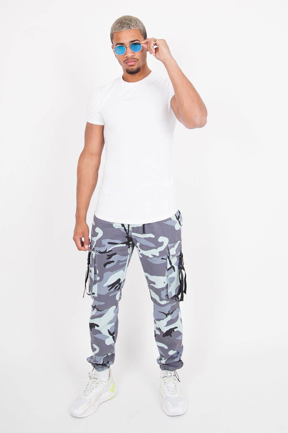 Sixth June - Pantalon camouflage sangles bleu