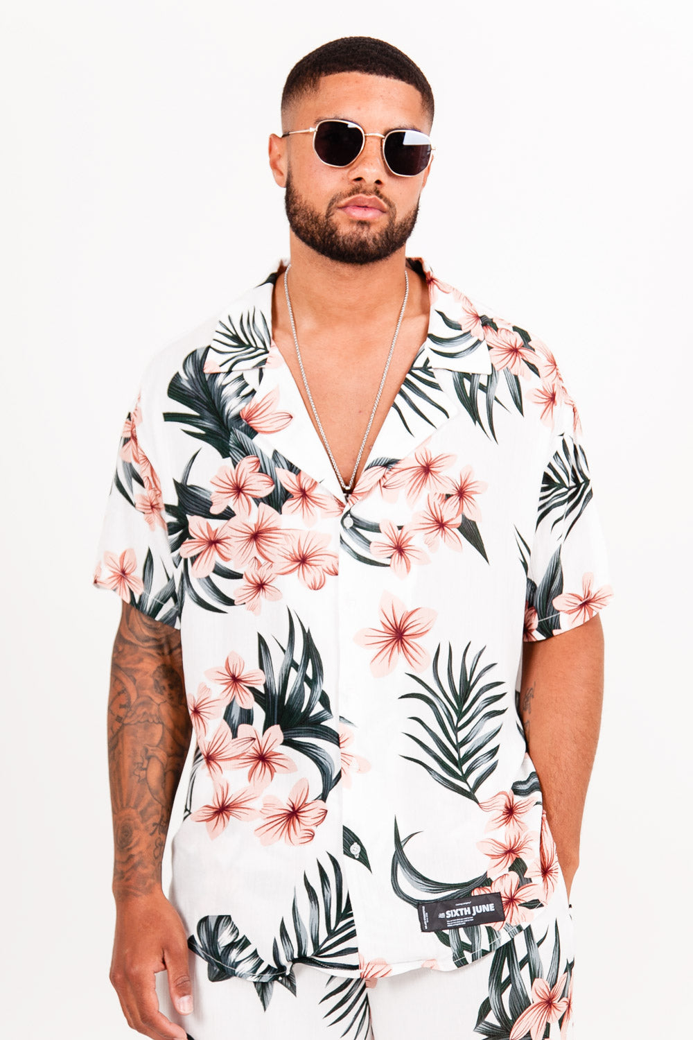 Sixth June - Chemise imprimé fleur tropical blanc