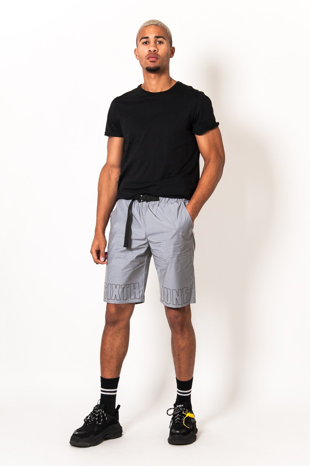 Reflective logo shorts grey
