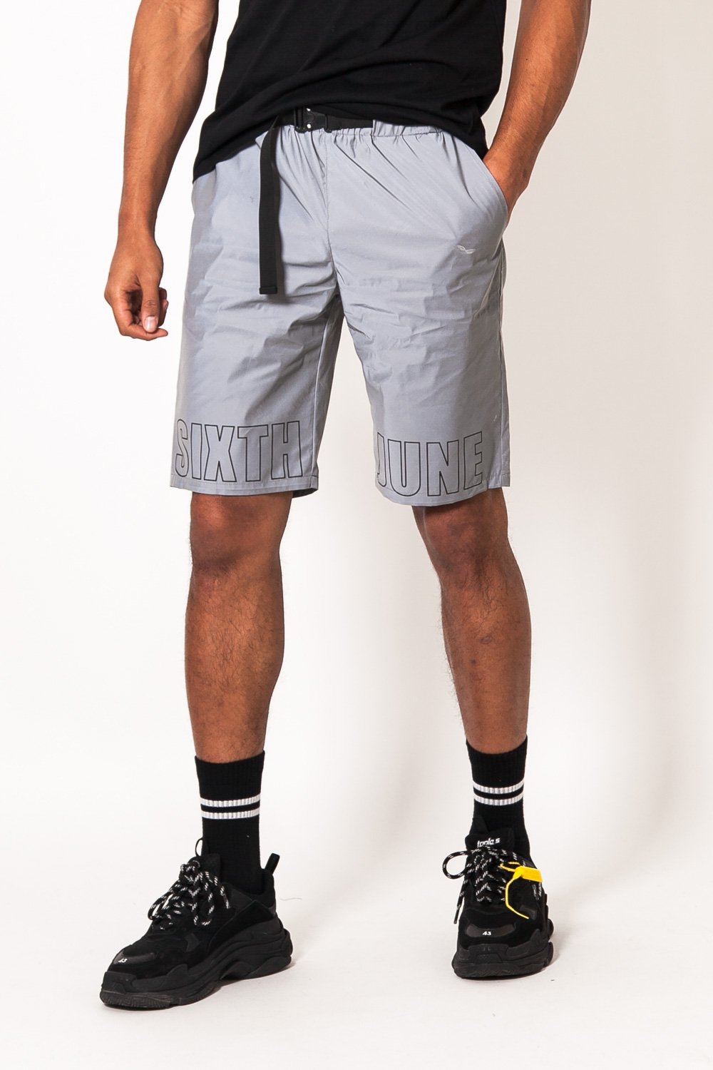 Reflective logo shorts grey