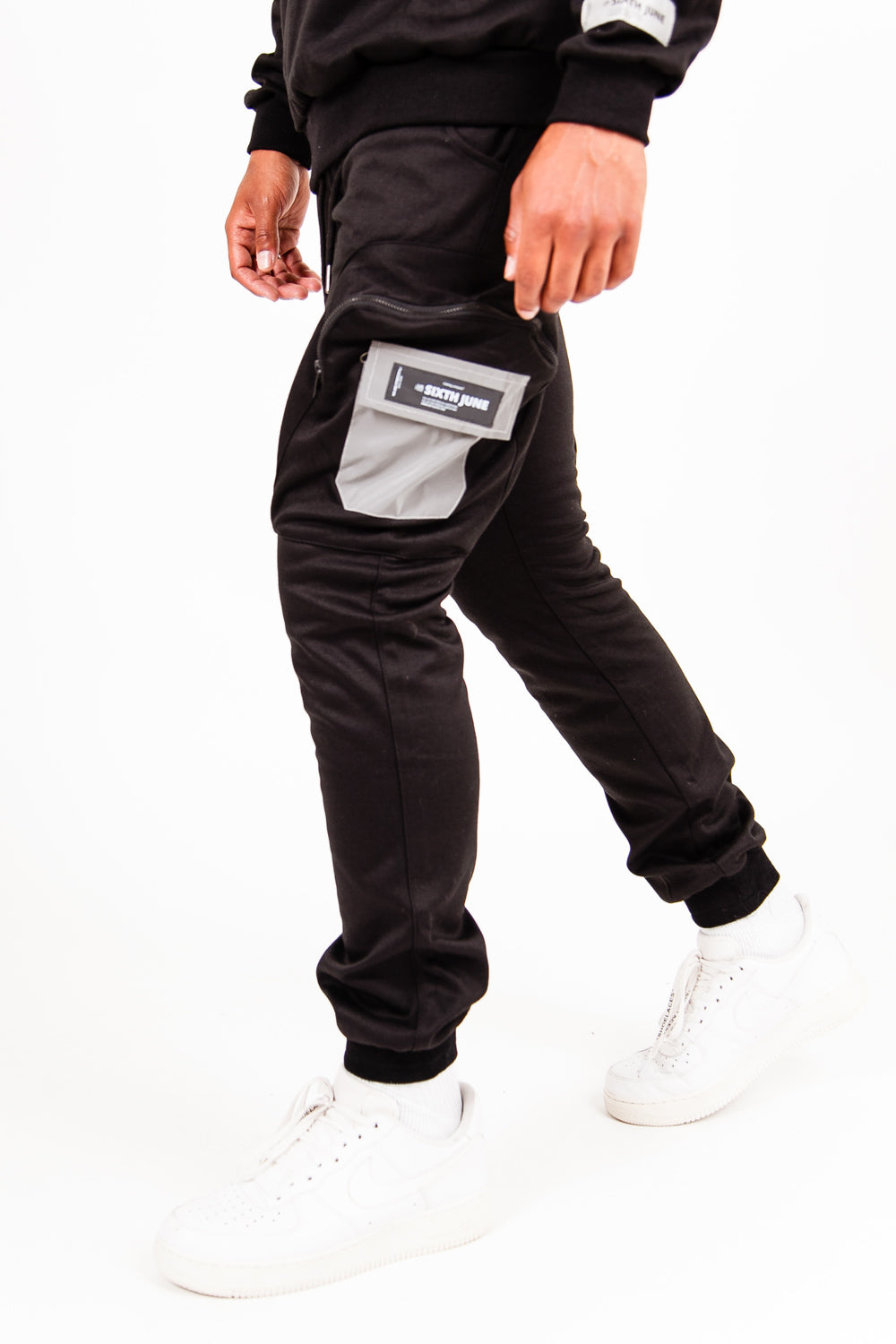 Sixth June - Pantalon jogging cargo réfléchissant noir