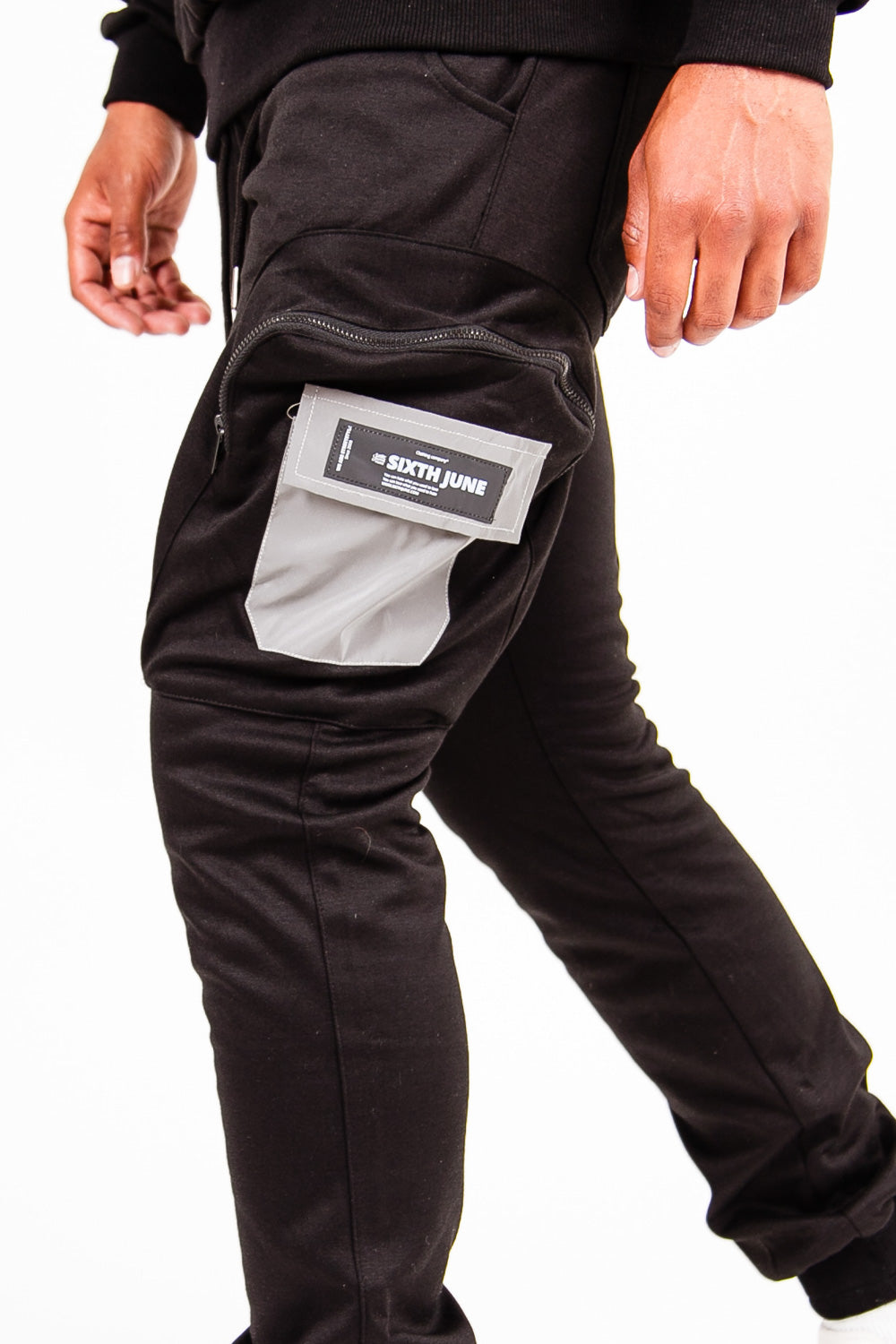 Sixth June - Pantalon jogging cargo réfléchissant noir